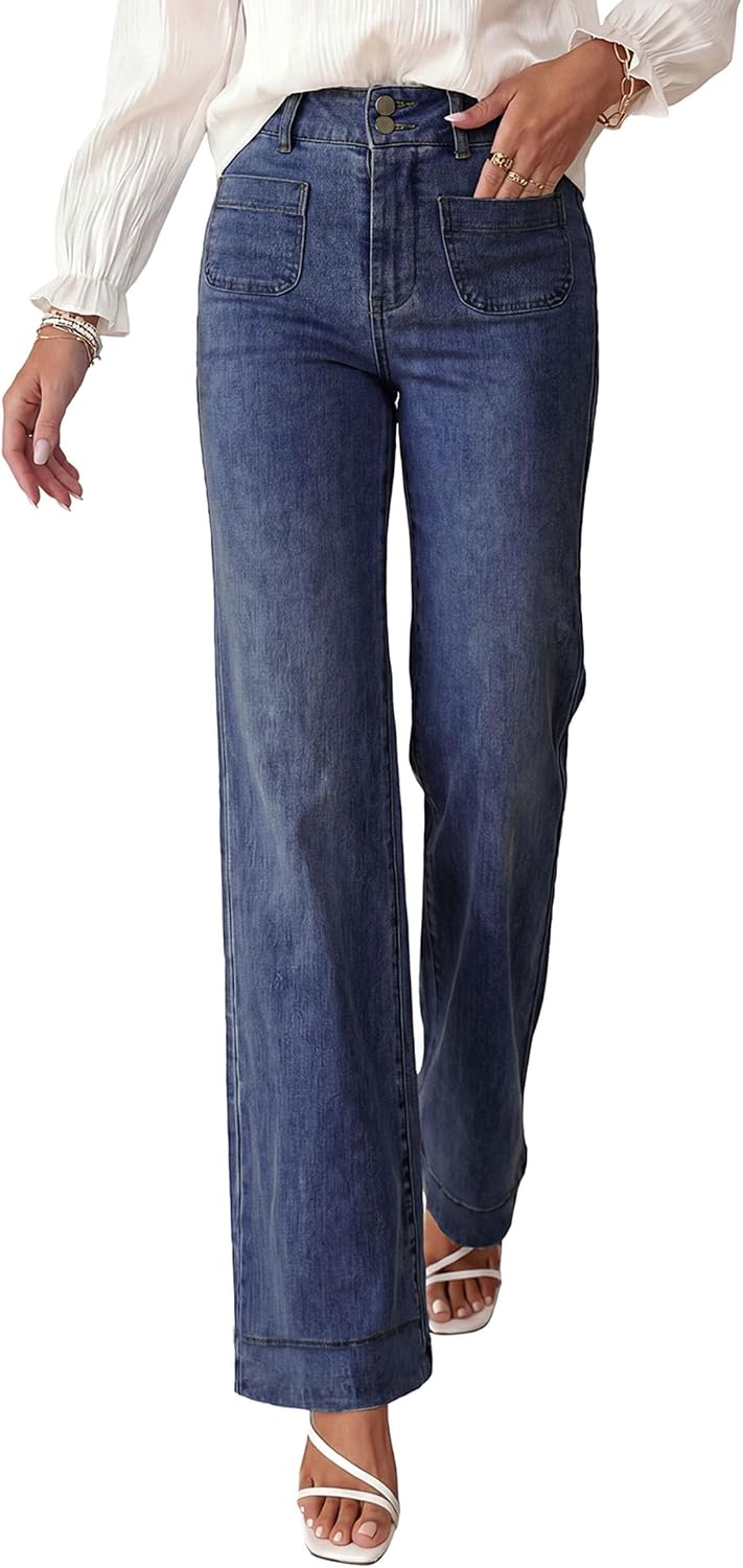 PRETTYGARDEN Womens Wide Leg High Waisted Trendy Jeans image 4