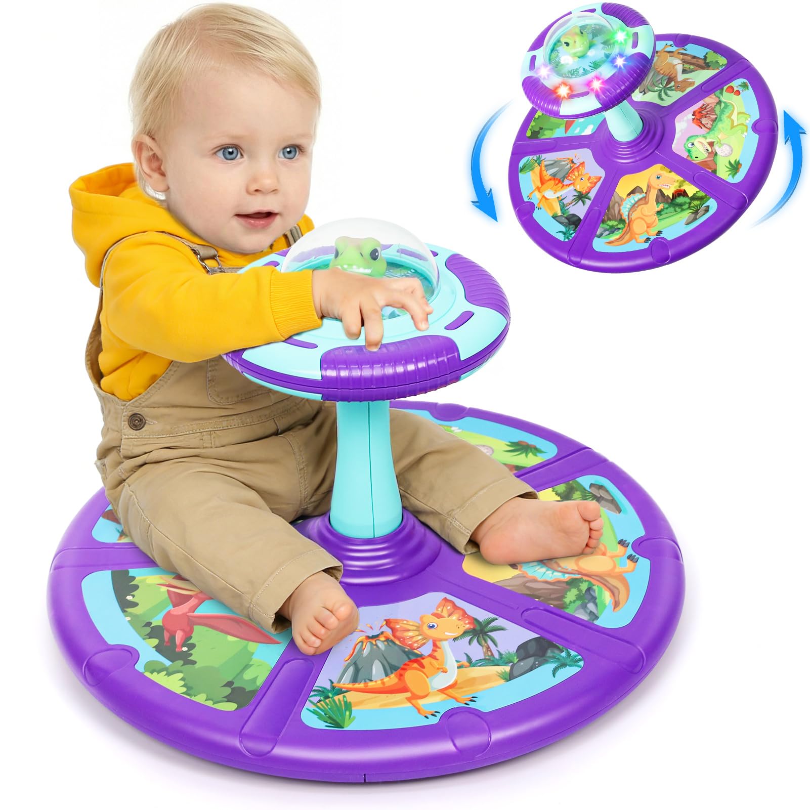 Wdmiya Toddler Toys for 2 3 4 Year olds, 360° Spinning Chair with Lights and Music, Sensory Toys for Autism & ADHD Children, Birthday Gifts for Boys Girls (Dinosaur)