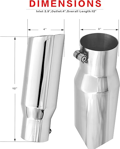 Miniatura 3 de Punta de escape de 3 a 4 pulgadas, punta de tubo de escape universal ajustable para camión, decoración de automóvil, entrada de 3 pulgadas, salida