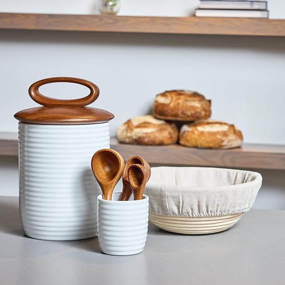 nambe x Tom Papa Breaking Bread Measuring Spoons with Canister