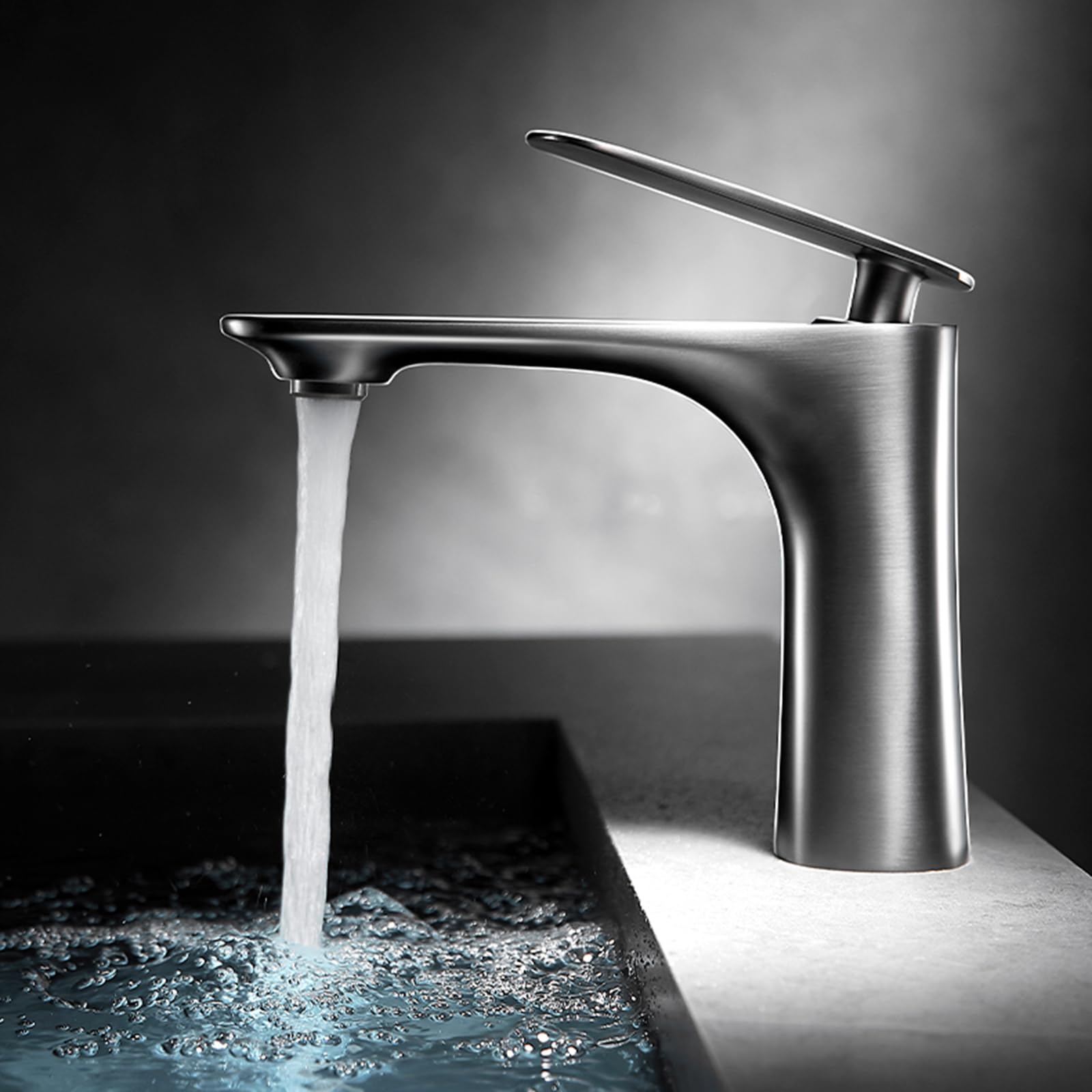 BiaoTeng Waschbecken Hahn Bad grau Einhebelmischer Waschbecken Einhebelmischer Badezimmer Mischbatterie Waschbecken Bad, grau