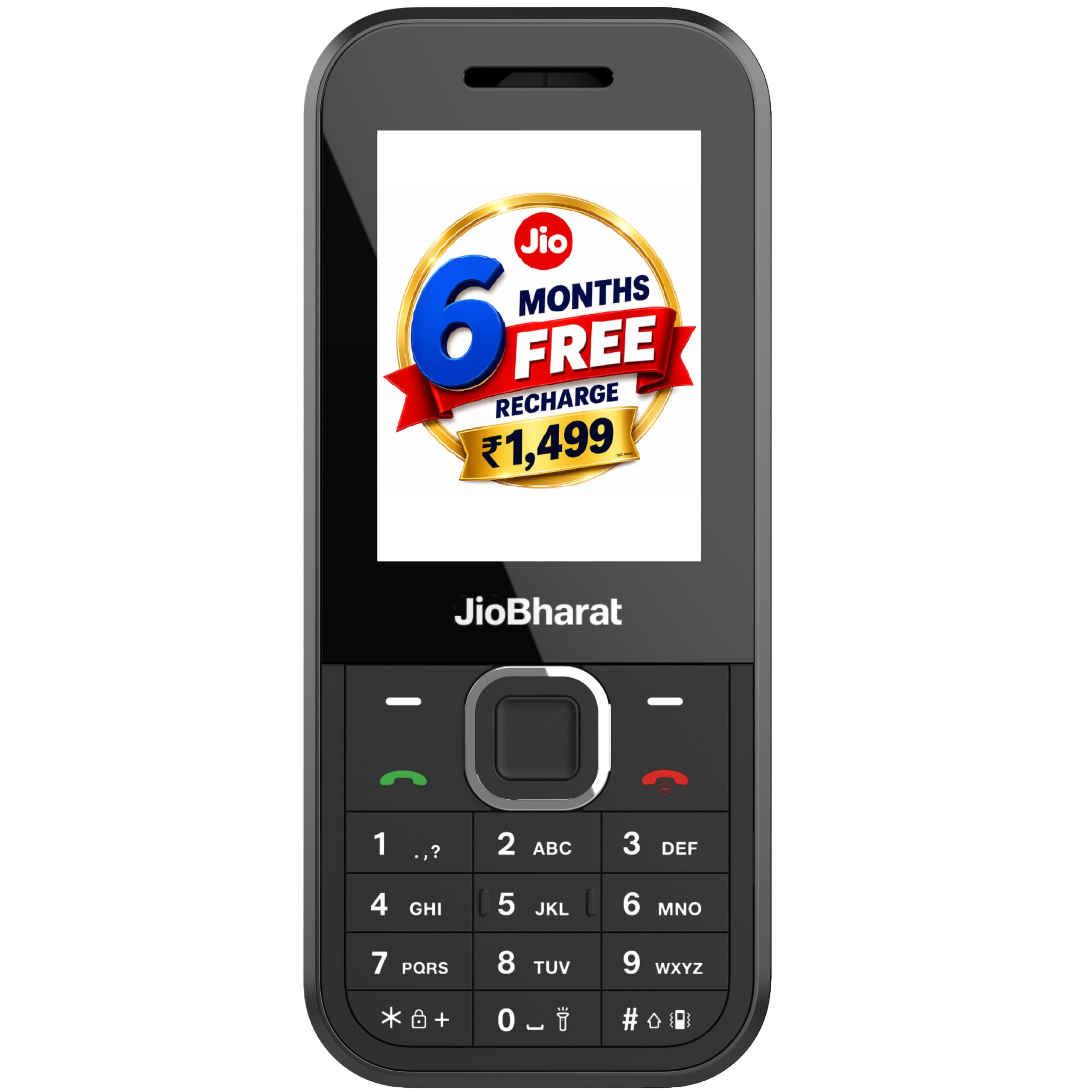 JIO JioBharat B2 4G Keypad Phone with 6 Months Free Recharge | Safety Shield Feature | JioTV | JioHotstar | JioSaavn | JioPay (UPI & SoundPay) | Powerful 2000mAh Battery | Black | Locked Network
