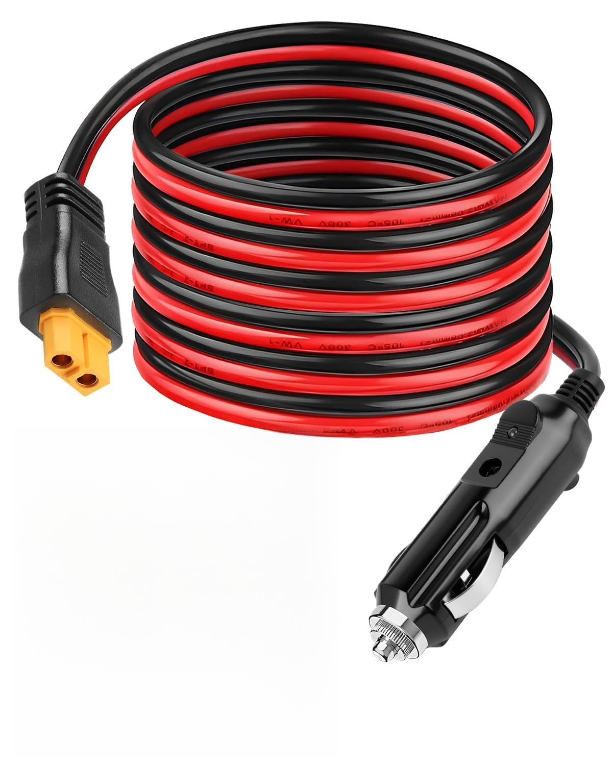 Adaptateur XT60 12V/24V DC pour ECOFLOW, chargeur de voiture 3M vers XT60 pour DELTA Delta 3 2 Max Bluetti EB55 Anker 757 767 SOLIX C200 C300 C1000 Générateur solaire XT60 Plug 16AWG Câble de charge