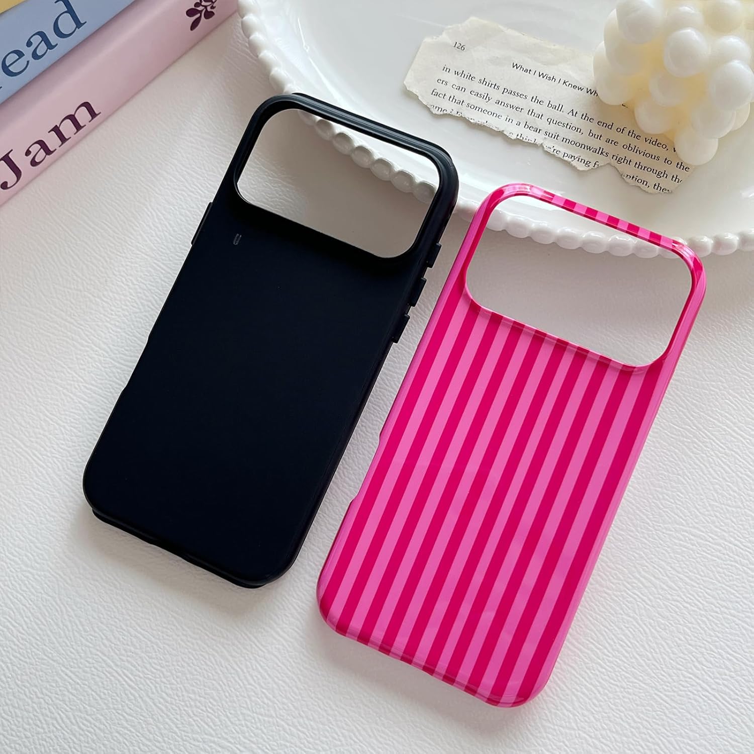Compatible with iPhone 17 Pro Case, Cute Fashion Aesthetic Striped Phone Case for Women, Shockproof Soft TPU and Hard PC Protective Phone Cover for iPhone 17 Pro 6.3"- White - Image 4