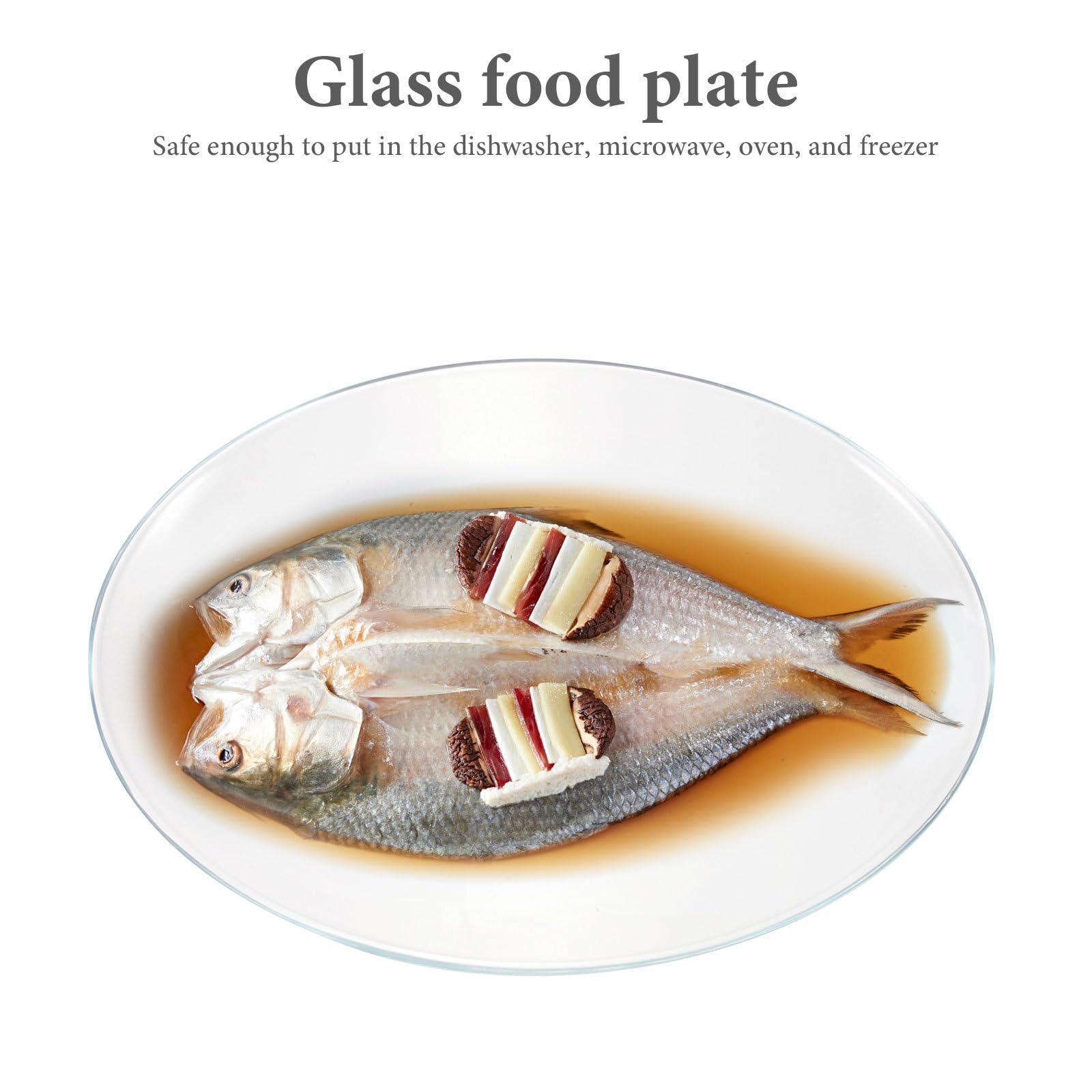Servierplatte Vielseitig Einsetzbar aus Gehärtetem Glas Große Fischförmige Eleganter und Einfacher Glasteller Leicht zu Reinigen für Zuhause und Party