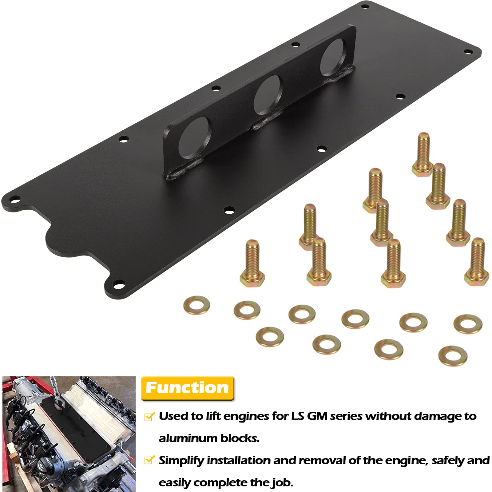 Engine Lift Plate Bracket - Motor Lifting Clamp Hoist For SBC, BBC, LSX Engine Removal