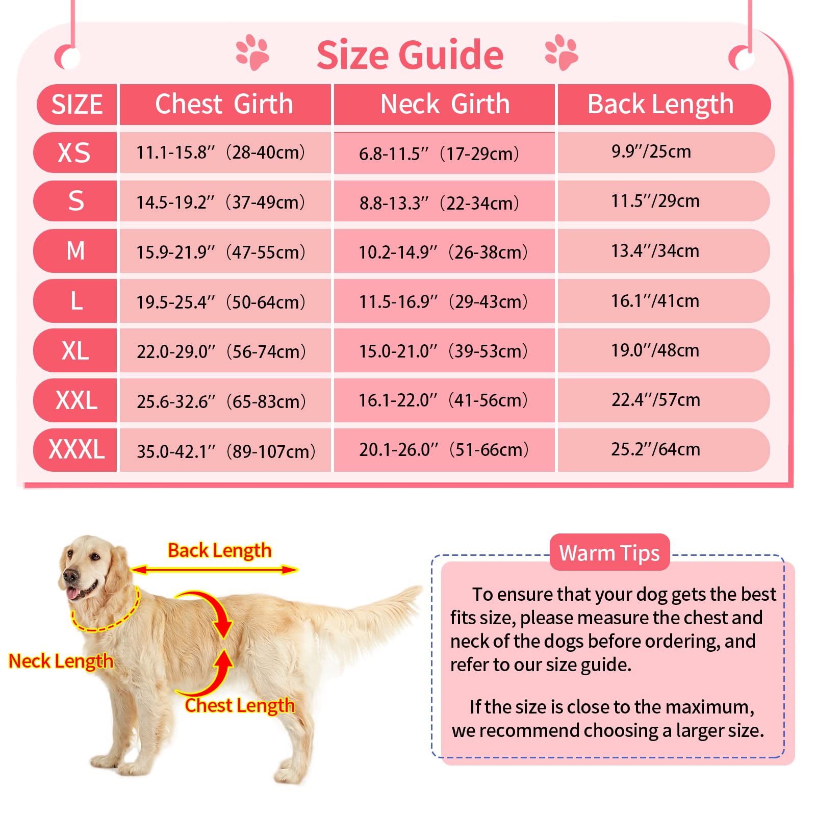 Malier Cappotto classico in pile a quadri con tasca, gilet antivento caldo invernale per cani di taglia piccola, media e grande (rosa, 3XL)