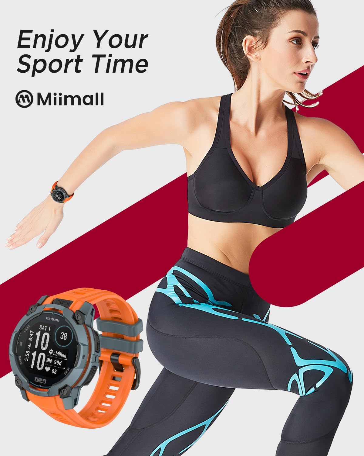 Miimall Silicone Band for Garmin Instinct 3/E 45mm Sport Strap, 22mm/26mm Waterproof Adjustable Watch Bracelet Replacement Wristband for Garmin Instinct 3 SOLAR/AMOLED for Men and Women - Image 8