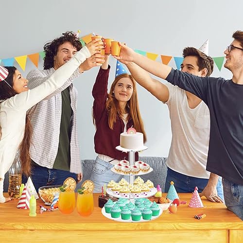 Miniatura 7 de Soporte acrílico para cupcakes de 4 niveles, soporte para cupcakes de alta calidad, torre de acrílico para cupcakes, soporte redondo transparente