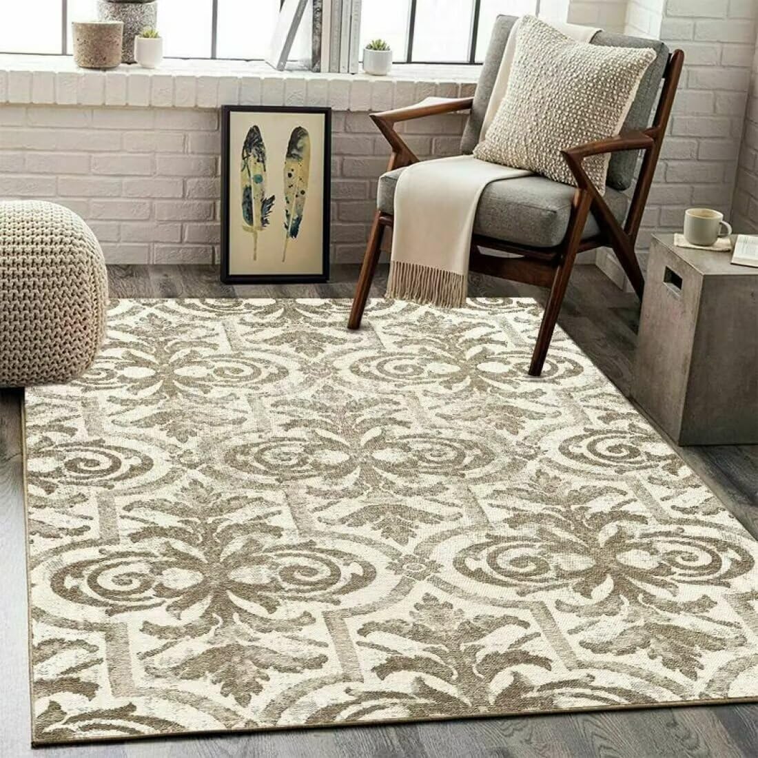 Tapis Priere Pliable Motif Simple Chambre Salon Tapis Court en Velours Pied se Sentir à l'aise à la Maison 160X200CM