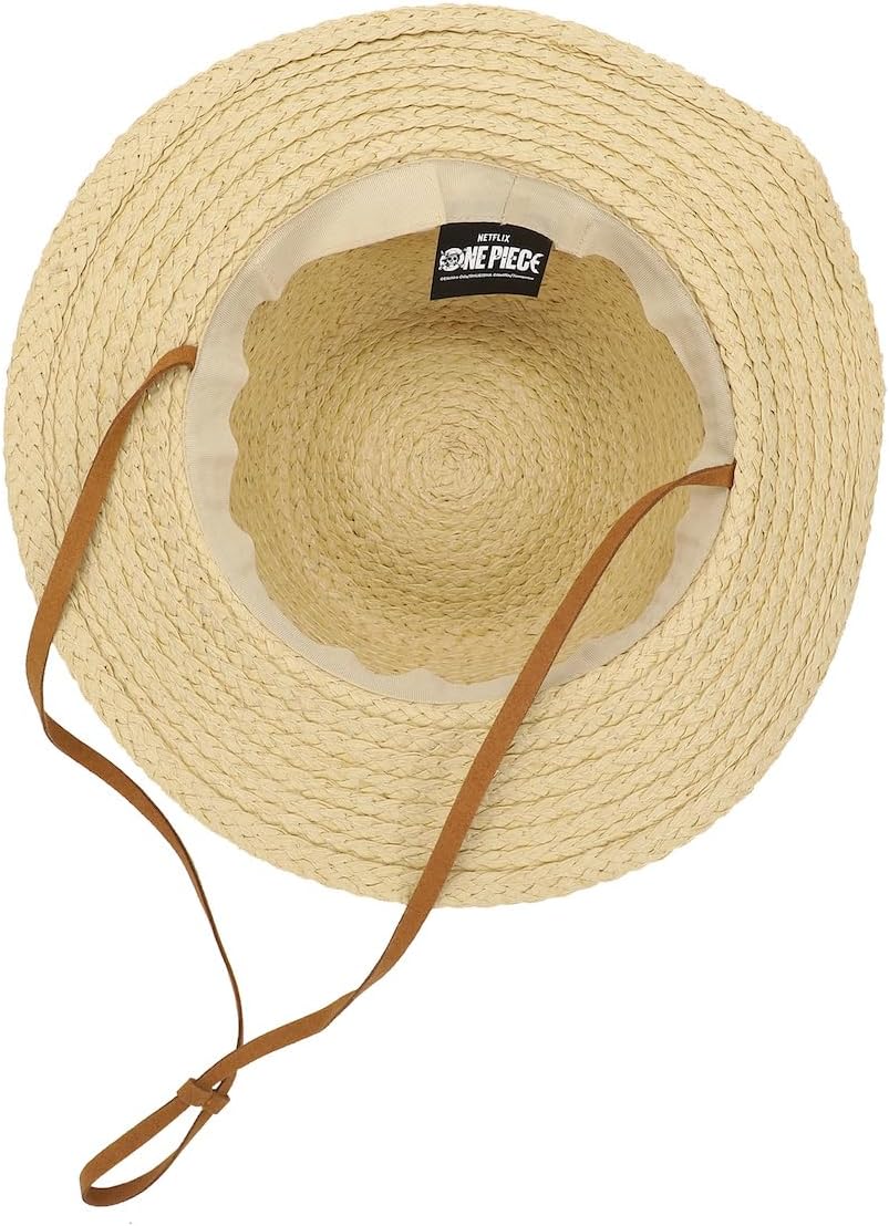 Bioworld One Piece Luffy Cosplay Straw Bucket Hat with Chin Rope Brown - Image 5