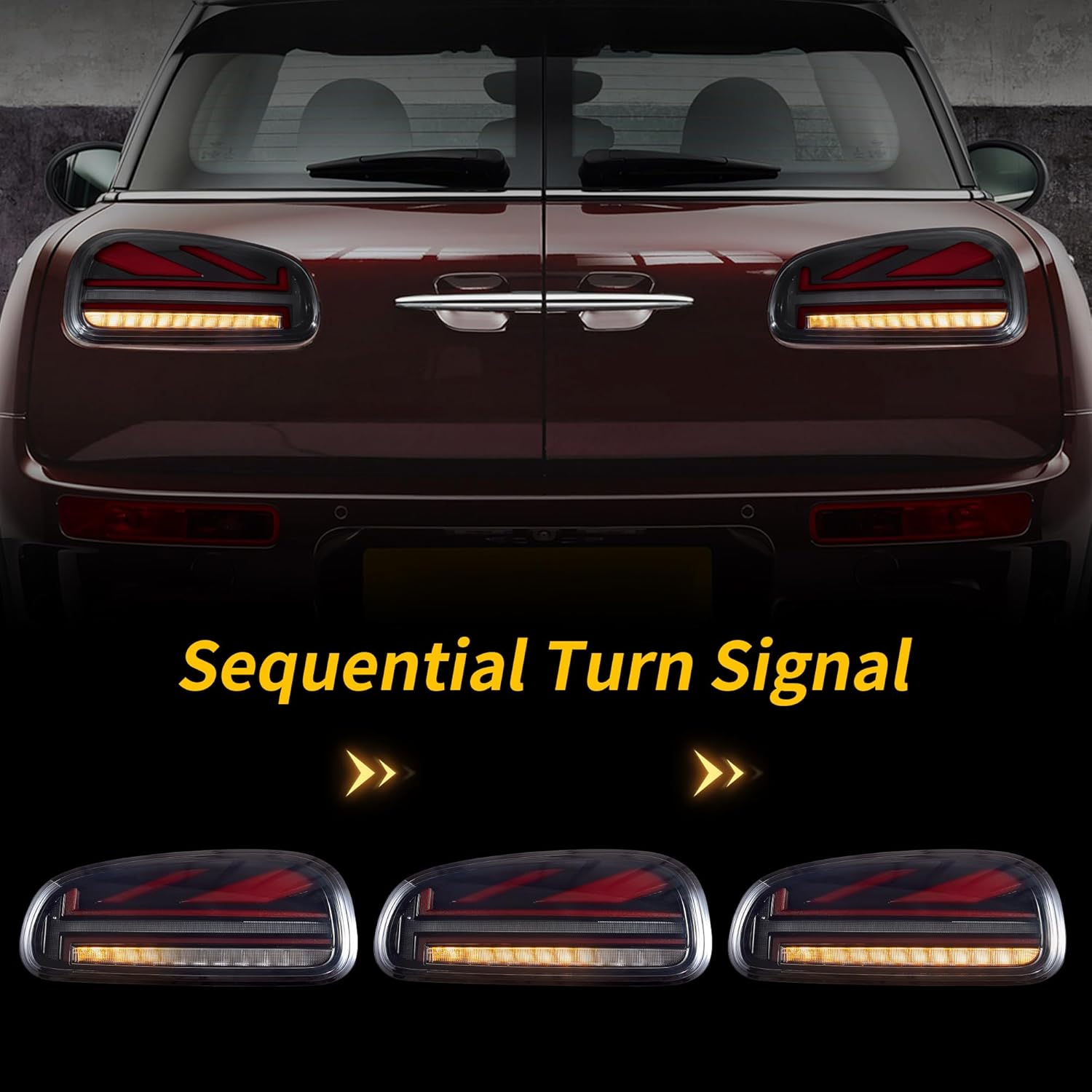 VLAND LED Tail Lights For 2015-2023 MINI Clubman F54, Cooper S, JCW, Driver Side and Passenger Side Rear Lamps Assembly, Red & Smoked Style