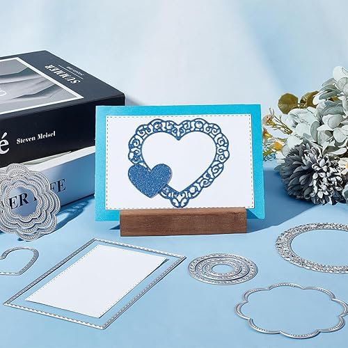 Miniatura 5 de BENECREAT 6 juegos de troqueles de corte de metal para álbumes de recortes, troqueles de anidación con caja de almacenamiento transparente para