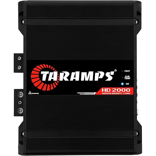 Taramps HD 2000 Black 2 Ohms 1 Channel 2000 Watts RMS MAX, Digital Amplifier Car Audio, Monoblock, LED Monitor Indicator, Class D, Crossover, 2k amp, Full Range, Sound Quality
