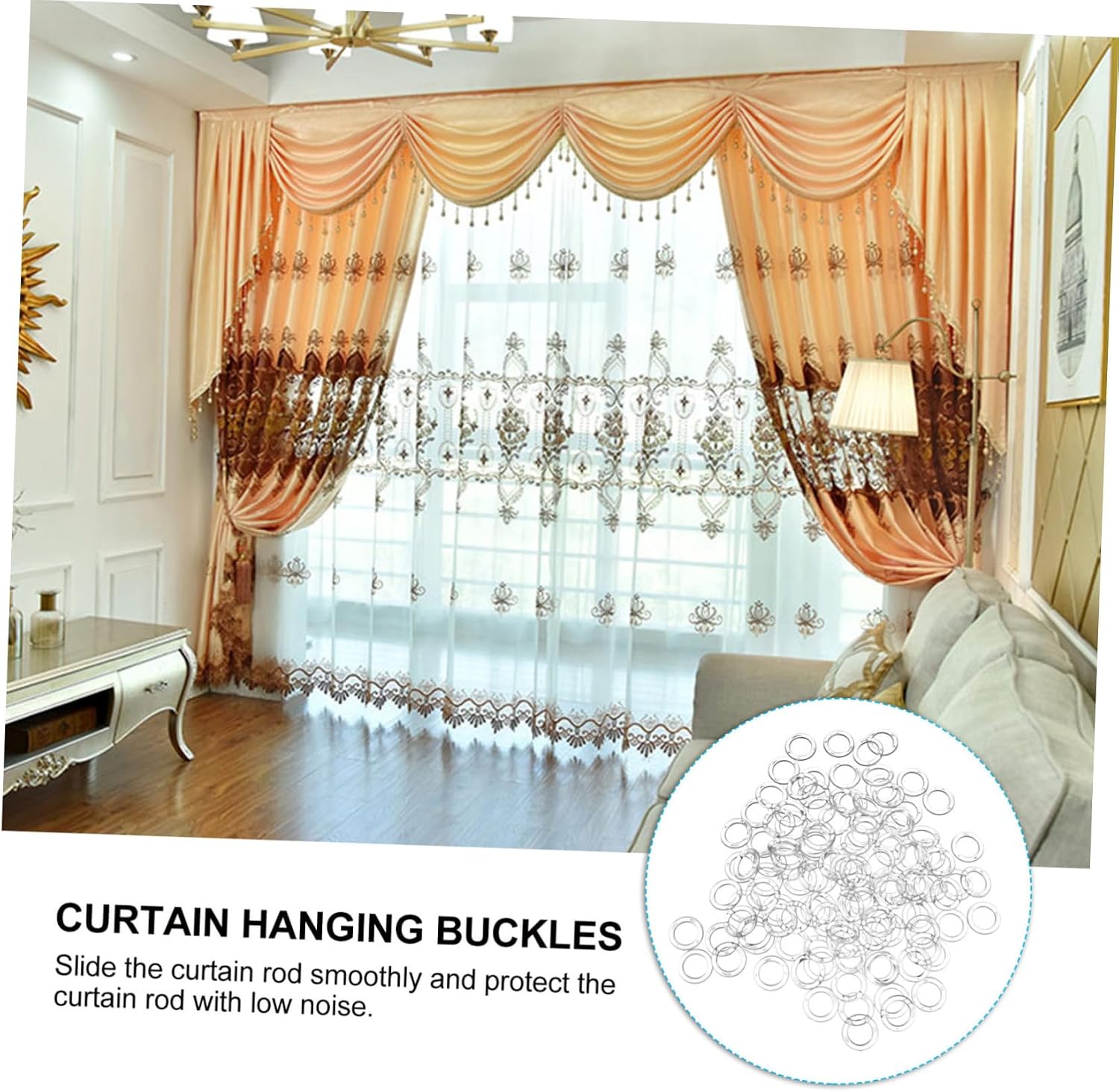 GLEAVI 4sets Plastic Roman Curtain Rings Smooth Sliding Curtain Accessories for Easy Installation and Low Noise for Home Decoration 100pcs*4