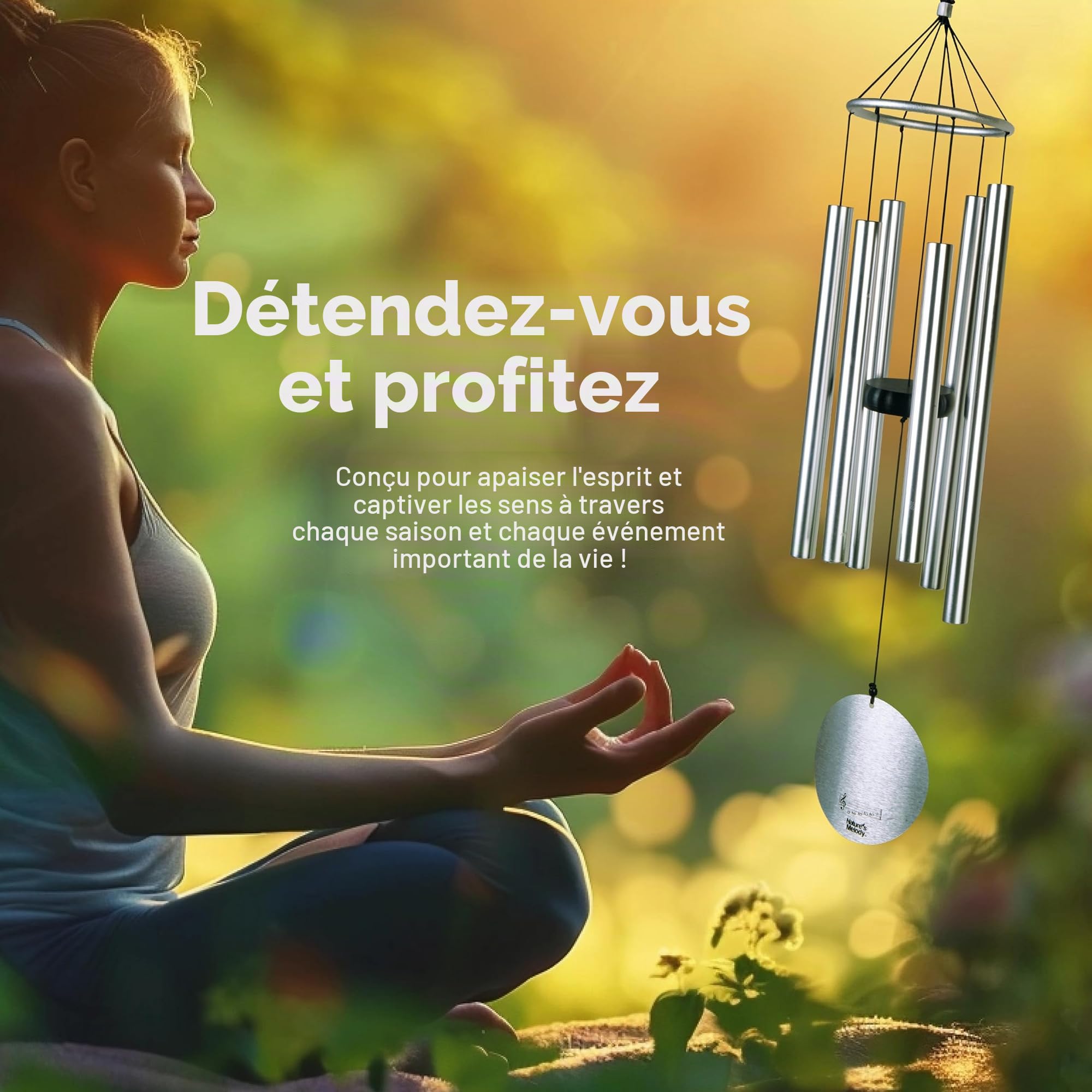 Nature Melody – Jeu de Sons Aureole Tunes – env. 42 Pouces Environ. 106 cm - Argent