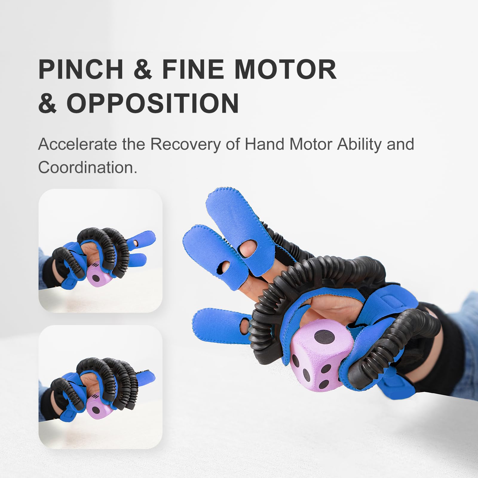 Dernier gant de rééducation de la main robot E12 - 7 modes d'entraînement, mode jeu actif, diffusion vocale, 9 niveaux de force réglables pour thérapie de la main (main droite, M)