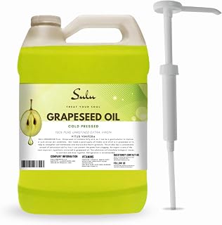 SULU ORGANICS 100% Pure Unrefined Grapeseed Oil Cold Pressed 1 Gallon (128 FL.OZ)
