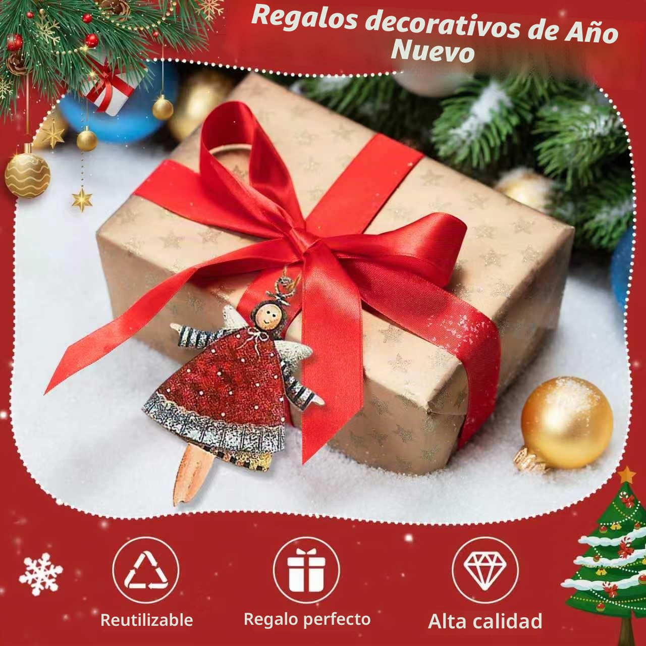 Adornos Árbol Navidad de Madera Ángeles 20 Piezas Decoración Colgante Hogar