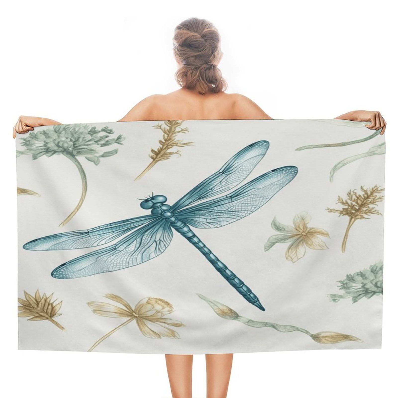 VstaDank Dragonfly Beach Towel 51x31 Inch Oversized Soft Bath Towel Luxury Plush Thick Hotel Swim Pool Towels Super Quick Dry Travel Towels for Camping Gym Sports Yoga