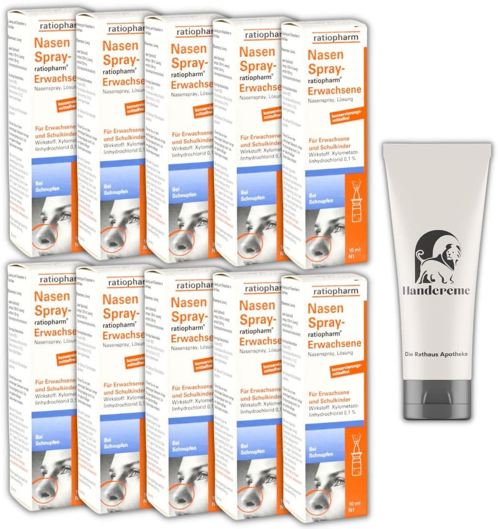 Ratiopharm Nose Spray Economy Set 10 x 10 ml Including a High-Quality Hand Cream Rathaus Apotheke