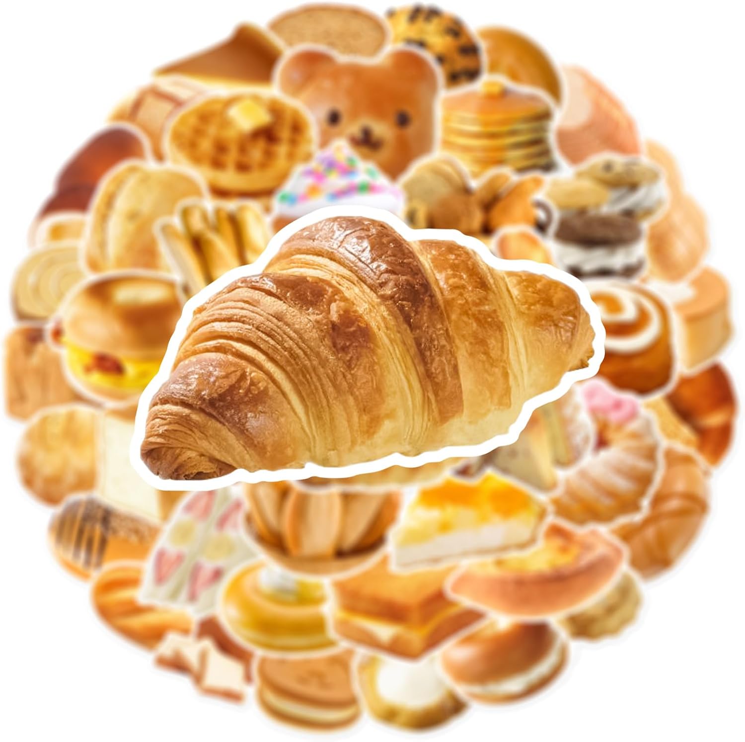 Cute Bread Stickers, 50pcs Delious Food Decals Waterproof Decorative Decals for Scrapbook DIY Crafts Album Bullet Journal Planner Water Bottles Phone Cases Laptops image 5