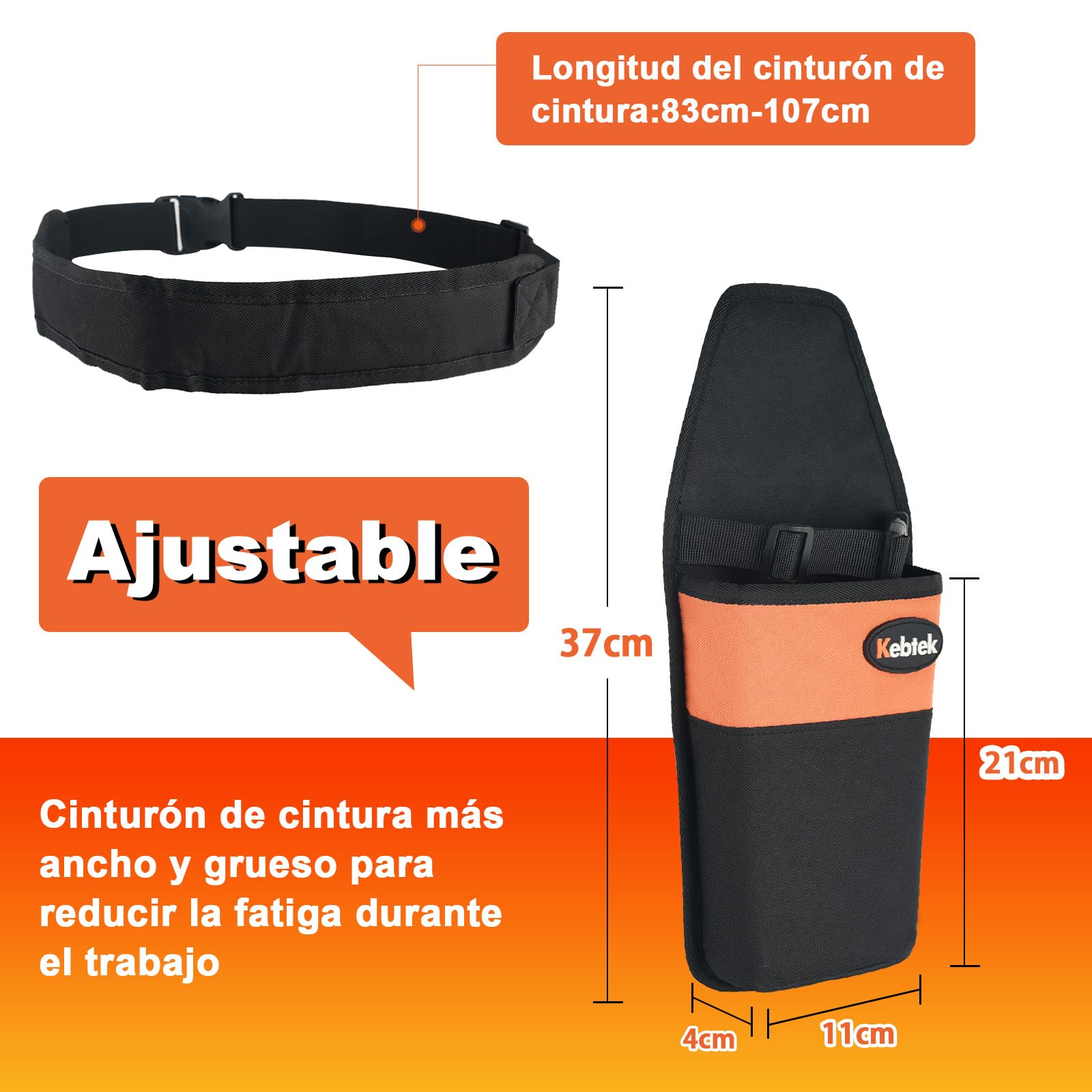 Kebtek Bolsa de Herramientas Duradera para Tijeras de podar, versión más Gruesa, Forro de plástico, Funda de podadora añadida con cinturón Ajustable de liberación rápida y Hebilla magnética de