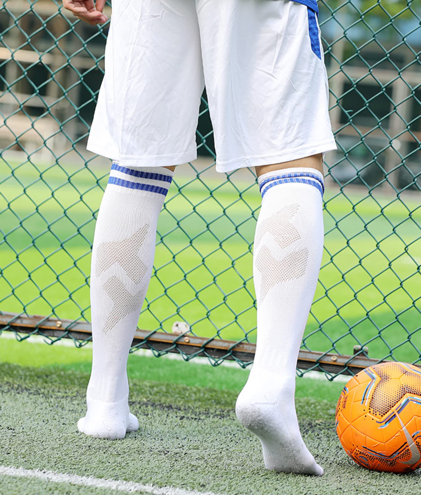 10 Paar Fußballsocken, dehnbar, kniehoch, bunte Fußballsocken für Männer, Frauen, Teenager