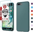 LeYi for iPhone 8 Plus Case: iPhone 7 Plus Case with 2 Pack Tempered Glass Screen Protectors, Shockproof Full-Body Liquid Silicone with Soft Anti-Scratch Microfiber Liner, Green