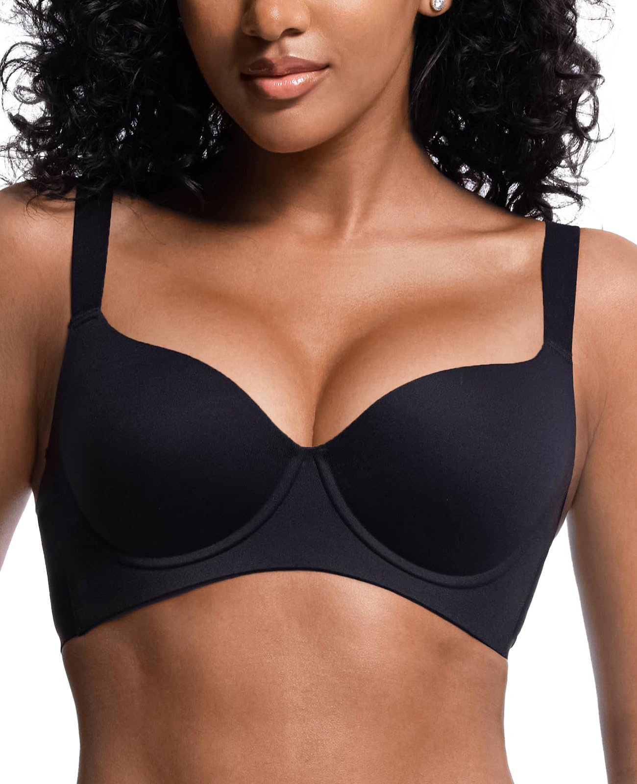 Brasier sin costuras para mujer, suavizante de espalda, cómodo, ligeramente acolchado, soporte con aros