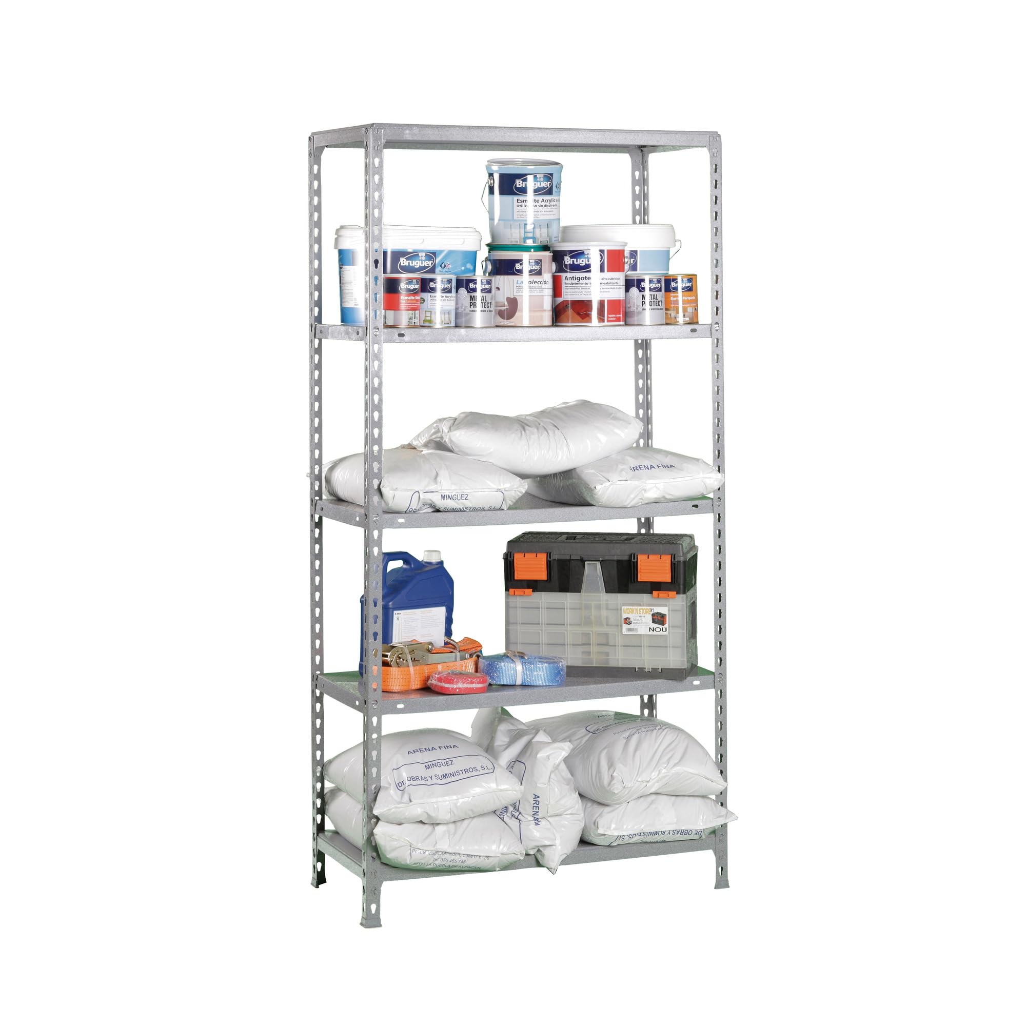Simon Rack Estantería Metálica, 180x90x40 cm, 5 Alturas, Bandeja Metal, 70 kg de Punto Flexión, Estanterías Almacenaje, Galvanizado - Ecoclick