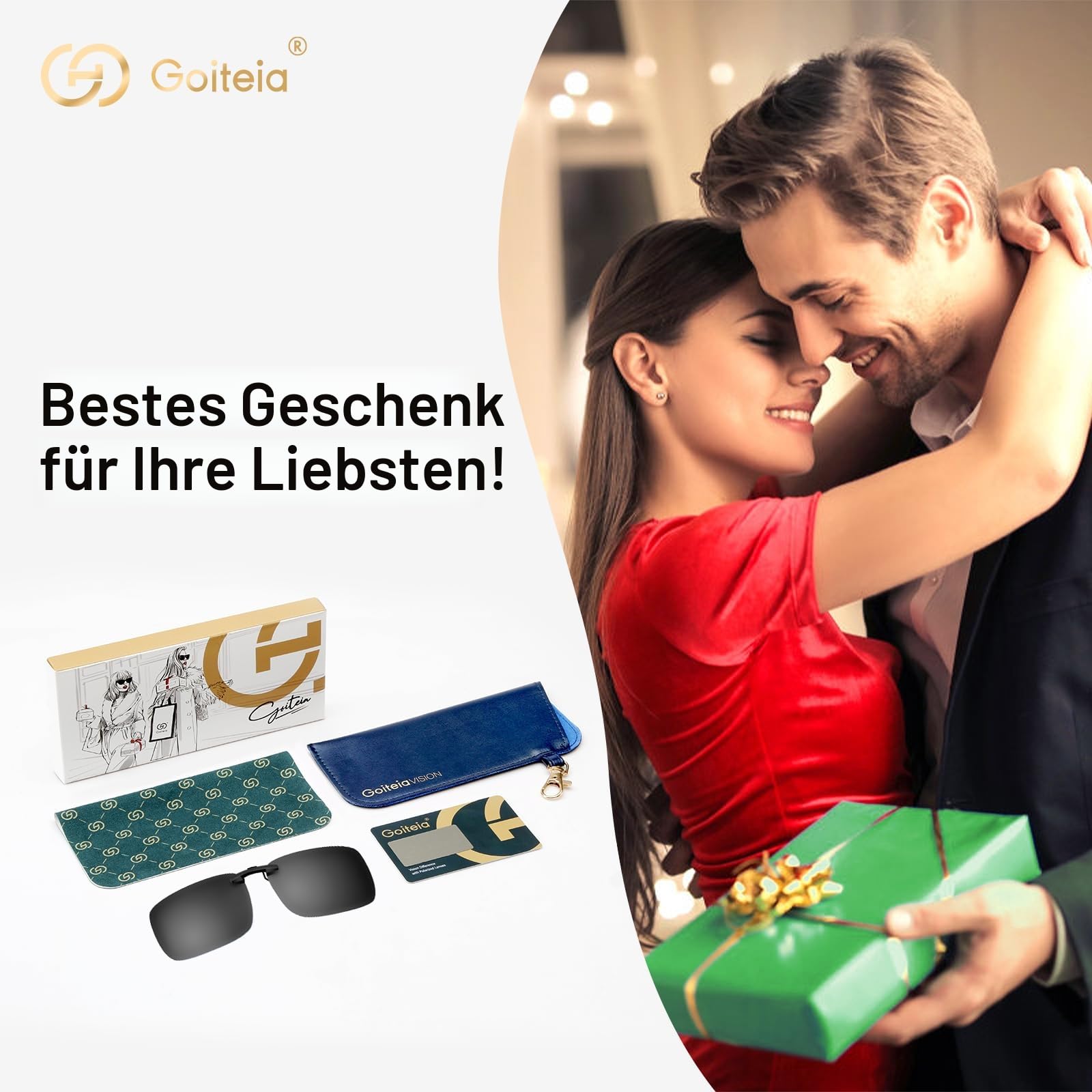 Goiteia Polarisierte Sonnenbrille Clip für Brillenträger - Sonnenbrille Zum Aufstecken Polarisiert, Sonnenbrillen Aufsatz Brille Damen Herren