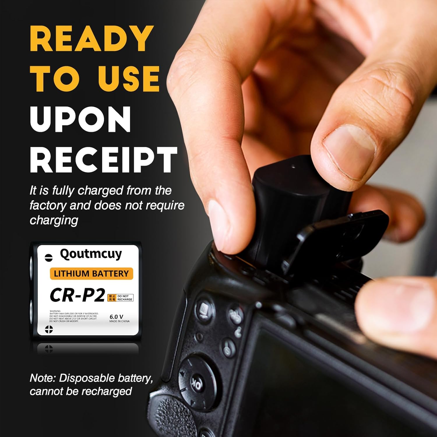 CR-P2 6V Lithium Battery (10-Pack) 1600mAh - Replacement for 223A, 2CR - P2, EL223AP, and DL223A Batteries