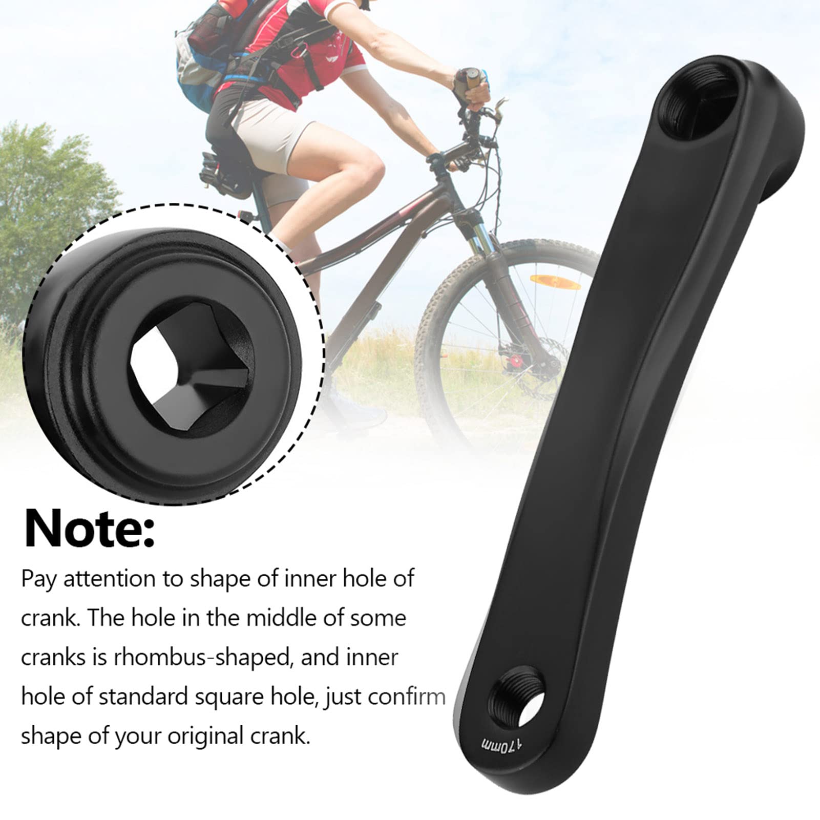 VGEBY Braccio Manovella Sinistro Per Bici, 170 Mm, In Lega Di Alluminio, Foro Rombico/quadrato, Per Mountain Bike E Bici Da Strada - 2