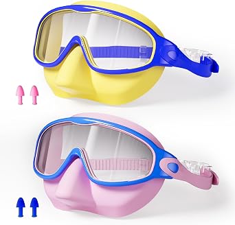Swim Goggles for Kids 2 Pack Soft Silicone Anti-Fog UV Protection