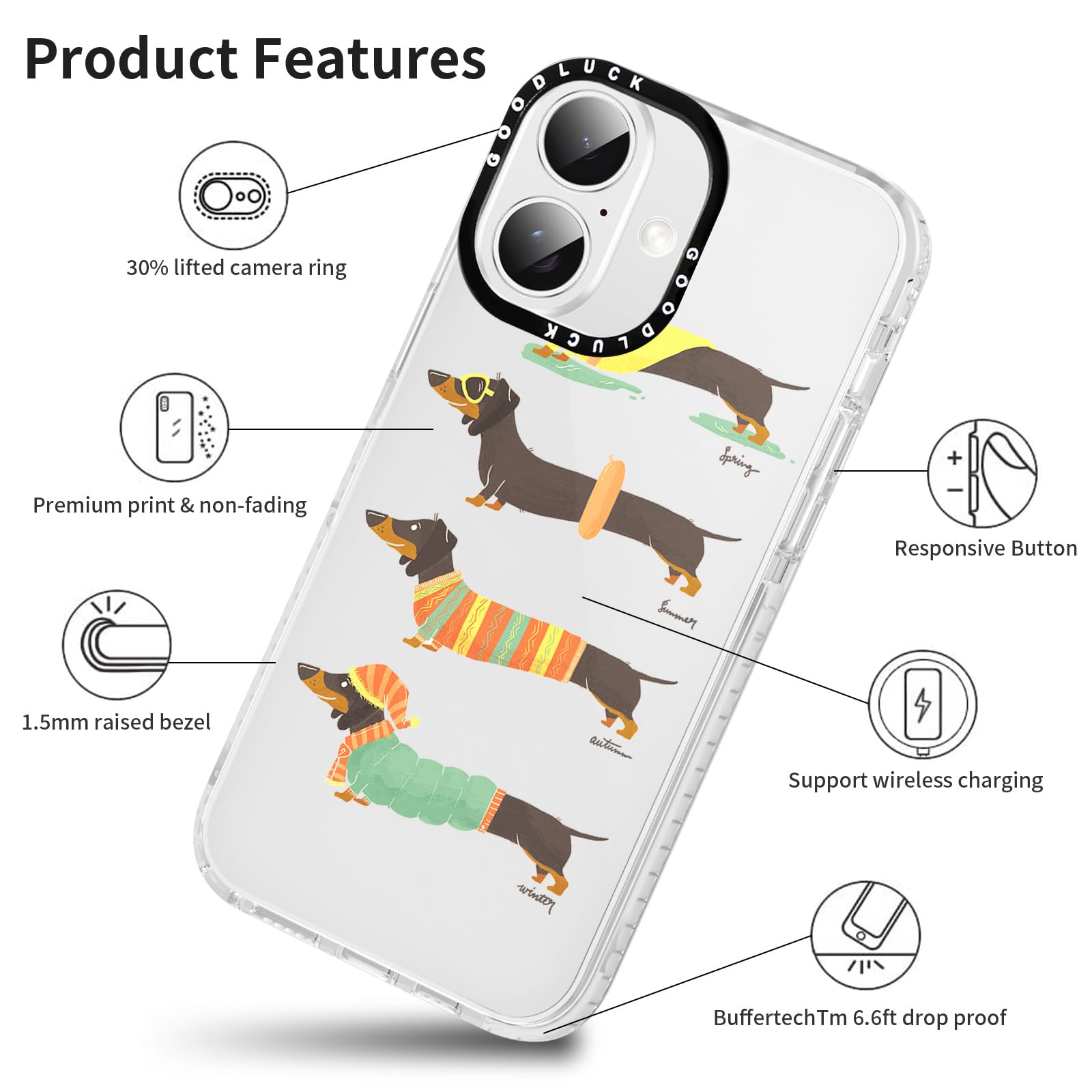 Xylota 2 Piezas Funda para iPhone 17 6,3", Transparente Carcasa con Lindo Dibujos Perro Mujer Niñas Case, Ultra Delgado Silicona Suave TPU Bumper Antichoque Protección Cover para iPhone 17 — view 4