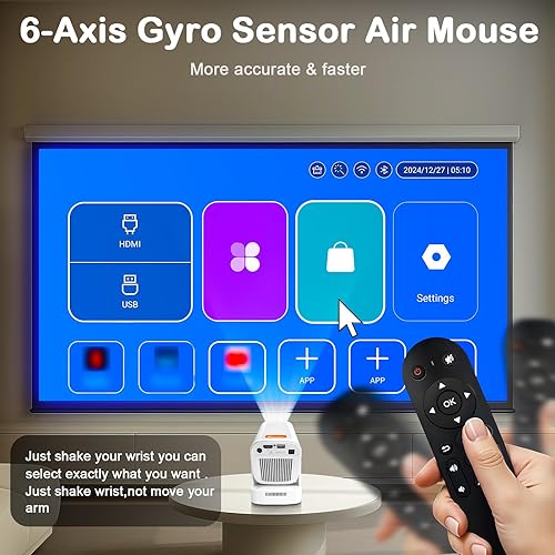 Miniatura 8 de Auto Focus & 1080P Mini proyector portátil con soporte 4K, proyector inteligente con WiFi y Bluetooth