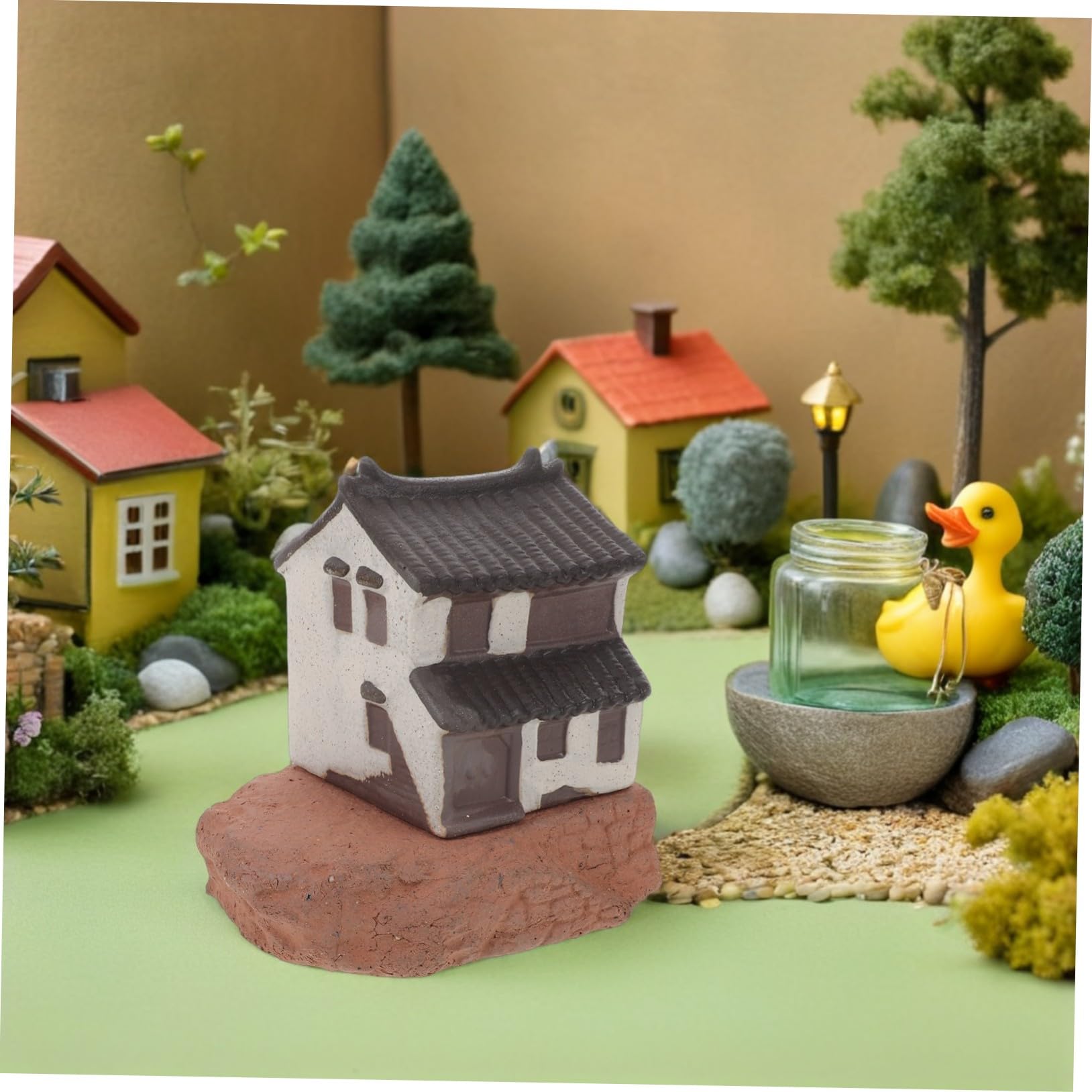 ibasenice Chiński Model Architektoniczny Miniaturowego Domku Miniaturowa Chatka Wiejska Figurka Miniaturowych Figurek Ogrodowych Domek Dla Wróżek Do Ogrodu Pawilon Akwariowy Ozdoby Do