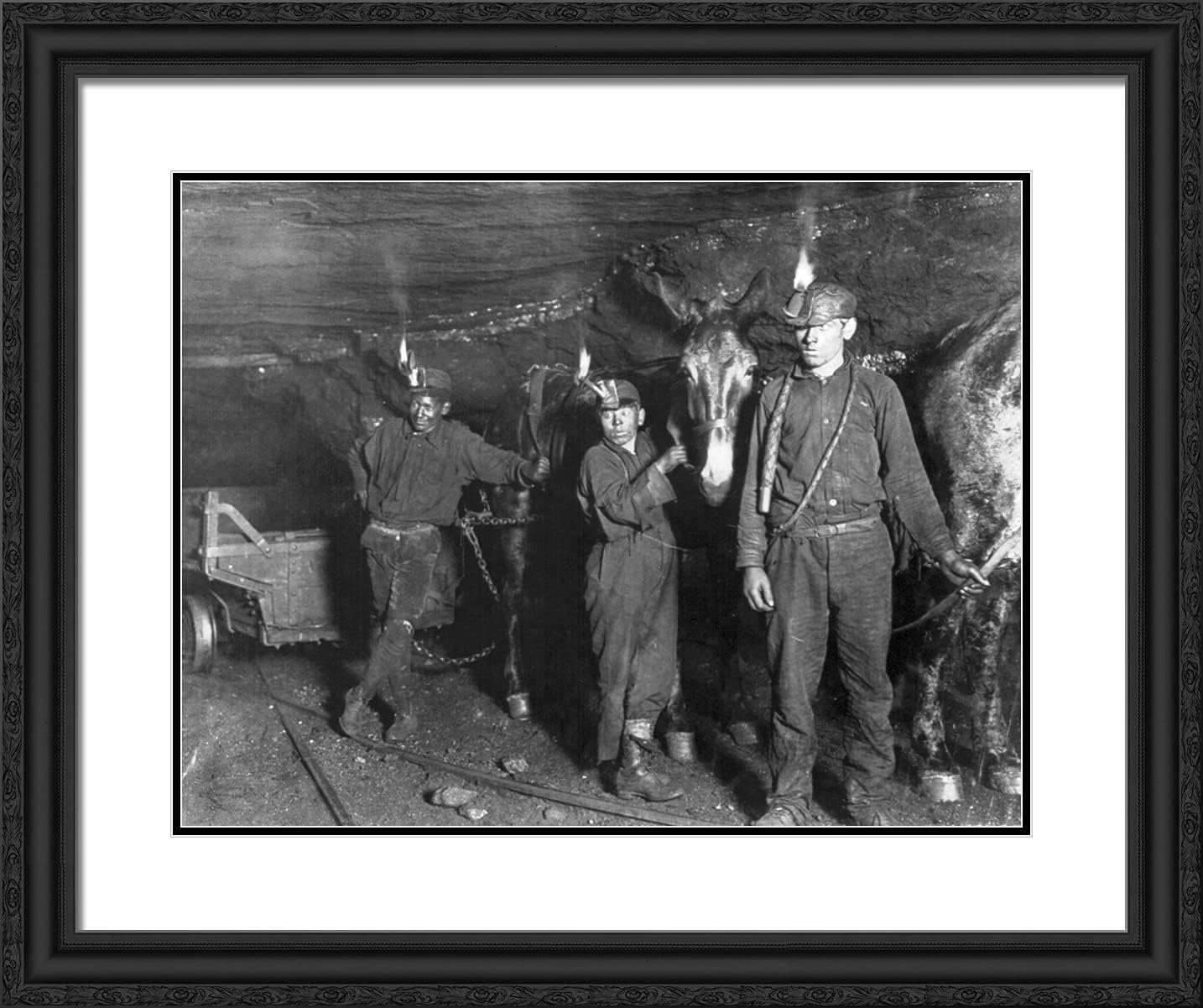 ArtDirect Hine, Lewis Wickes 24x20 Black Modern Framed Art Print Titled: Child Coal Miners 1908