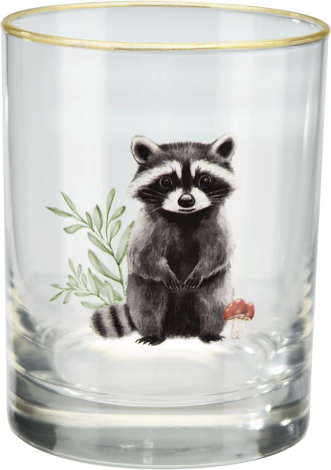 Culver 22k Gold Rim Forest Friends DOF Double Old-Fashioned Glasses, 13.5-Ounce, Assorted Set of 4
