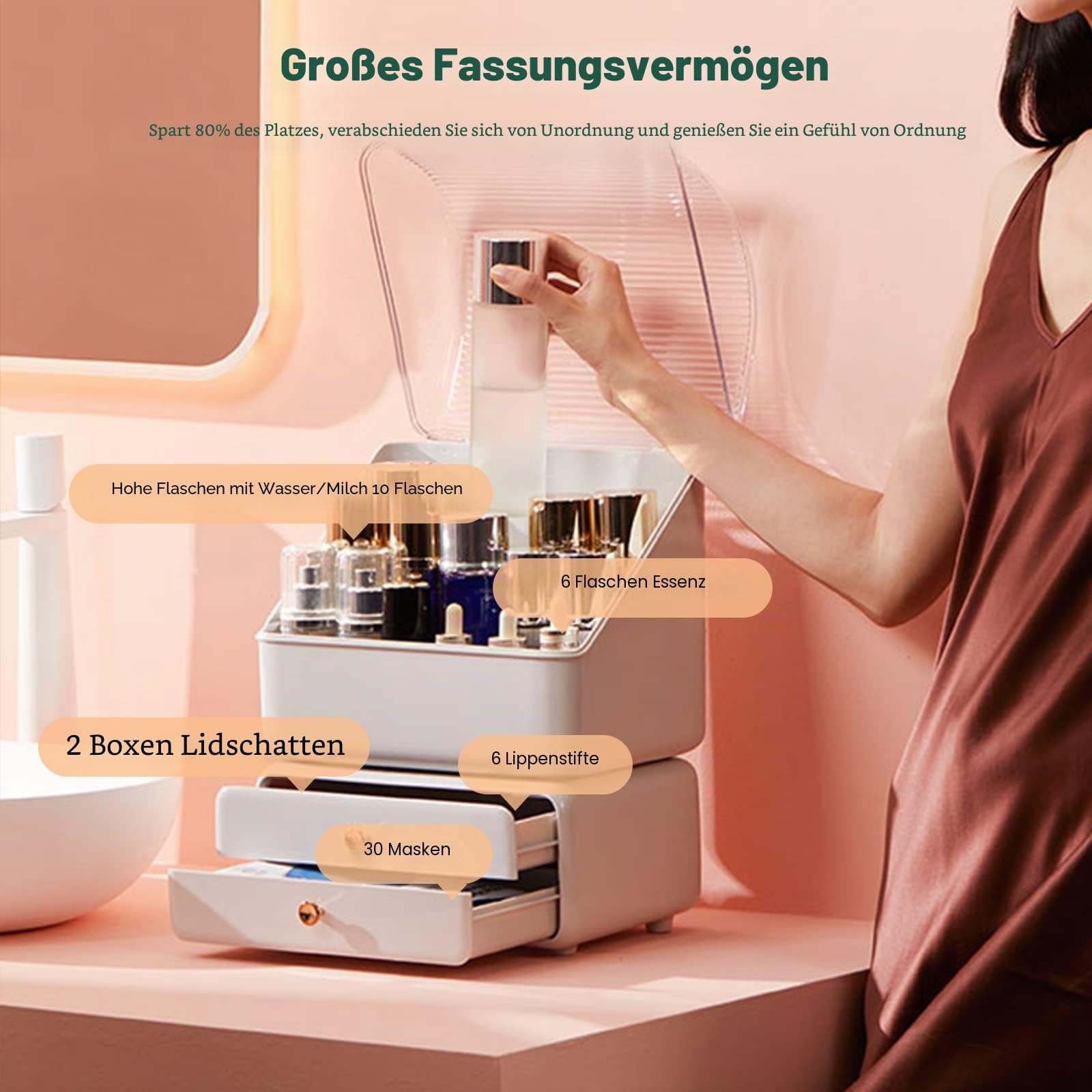 Galatée Staubschutz, Organizer, Make-up, Büro, Schubladen, Schmuck, Kunststoff, Aufbewahrungsbox, Kosmetik, verschiedene Behälter