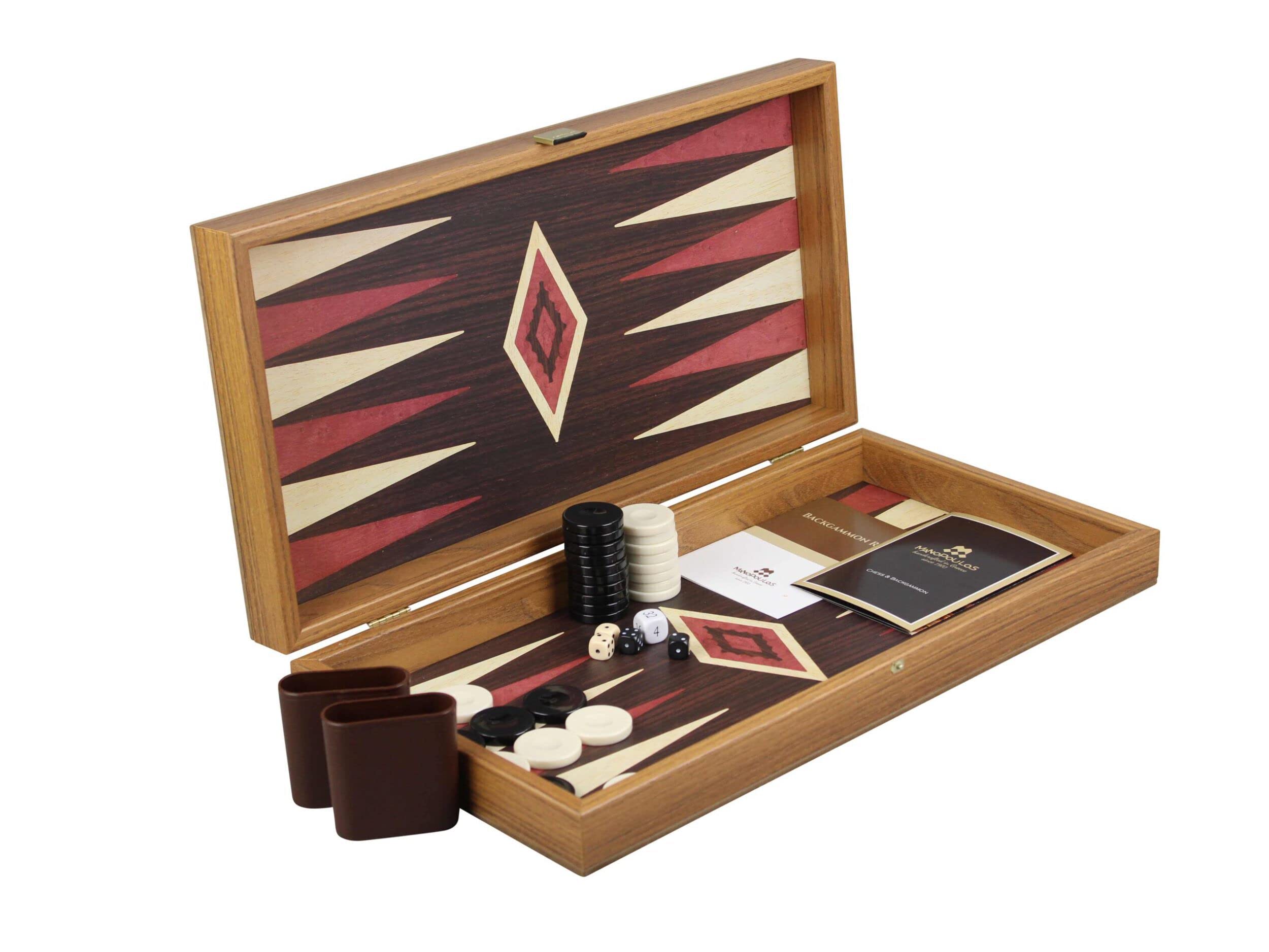 Manopoulos - Set per backgammon, in legno di quercia rossa - 19"