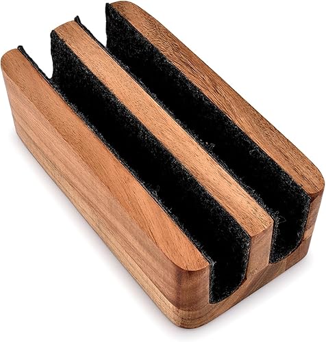 Miniatura 2 de Samhita Soporte vertical vertical para computadora portátil de madera de acacia, compatible con MacBook Pro y otras laptops, soporte vertical para