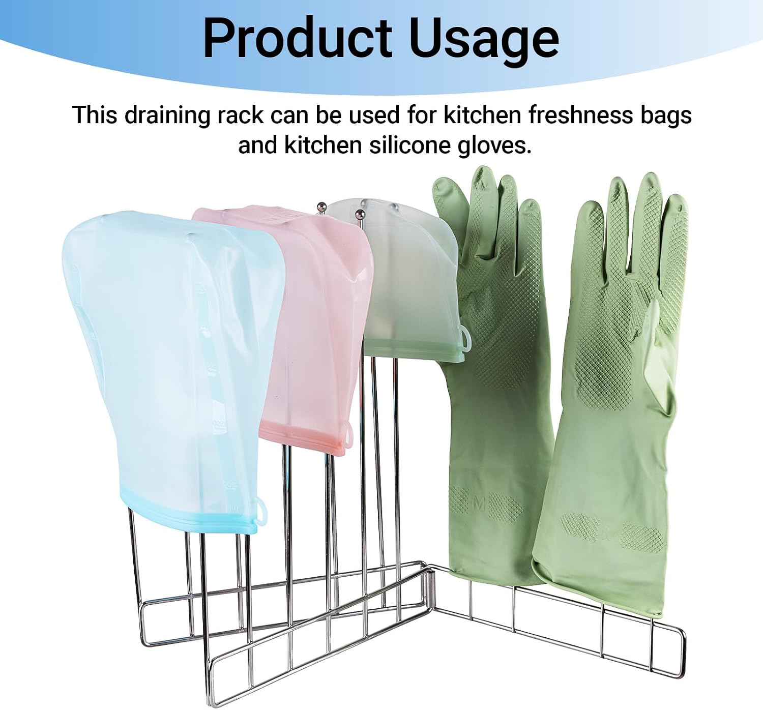 Kitchen Glove Holder, Bottle Drying Rack, Stainless Steel Dish Glove Holder,Baby Bottle Dryer Rack,Plastic Bag Drying Rack,Dishwasher Glove Drying Rack image 4