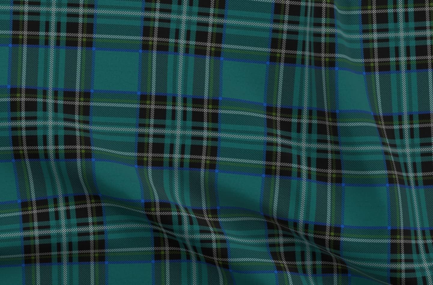 Spoonflower Fabric - Tartan Preppy Blue Teal Classic Printed on Upholstery Velvet Fabric Fat Quarter - Upholstery Home Decor Bottomweight Apparel
