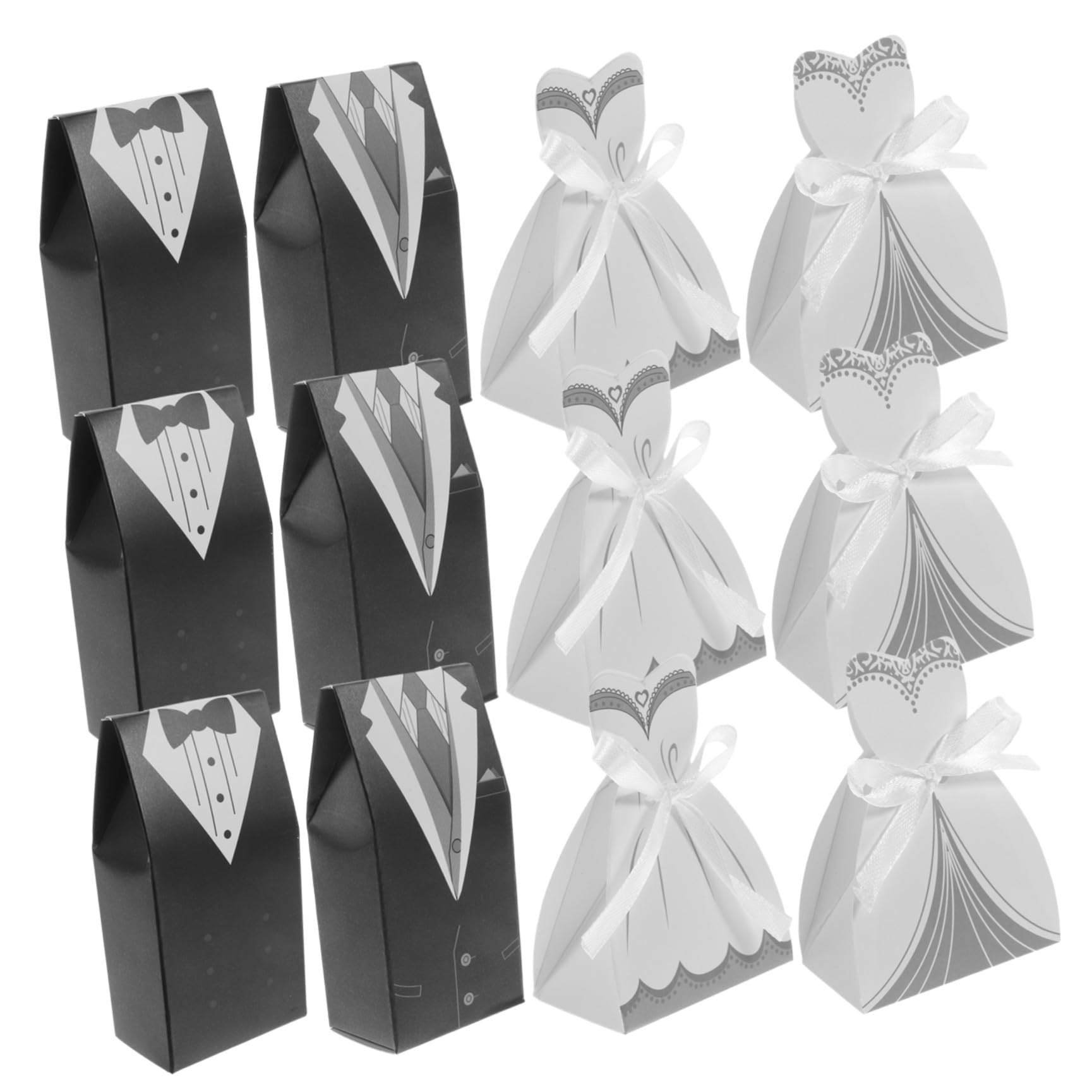 100 Pezzi Scatole Regalo Matrimonio Eleganti in Carta e Nastro di Seta, Contenitori Caramelle e Biscotti per Feste e Nozze Lavorazione Fine e Design Delicato