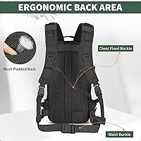 Vista 5 de CamGo Mochila táctica militar Molle de 25 litros para senderismo, mochila de trekking para deportes diarios al aire libre (negro, 25L)