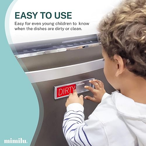 Miniatura 5 de Stackd - Imán para lavavajillas con texto en inglés "Clean Dirty", fácil de leer y deslizar, indicador de imán fuerte sin arañazos con adhesivos