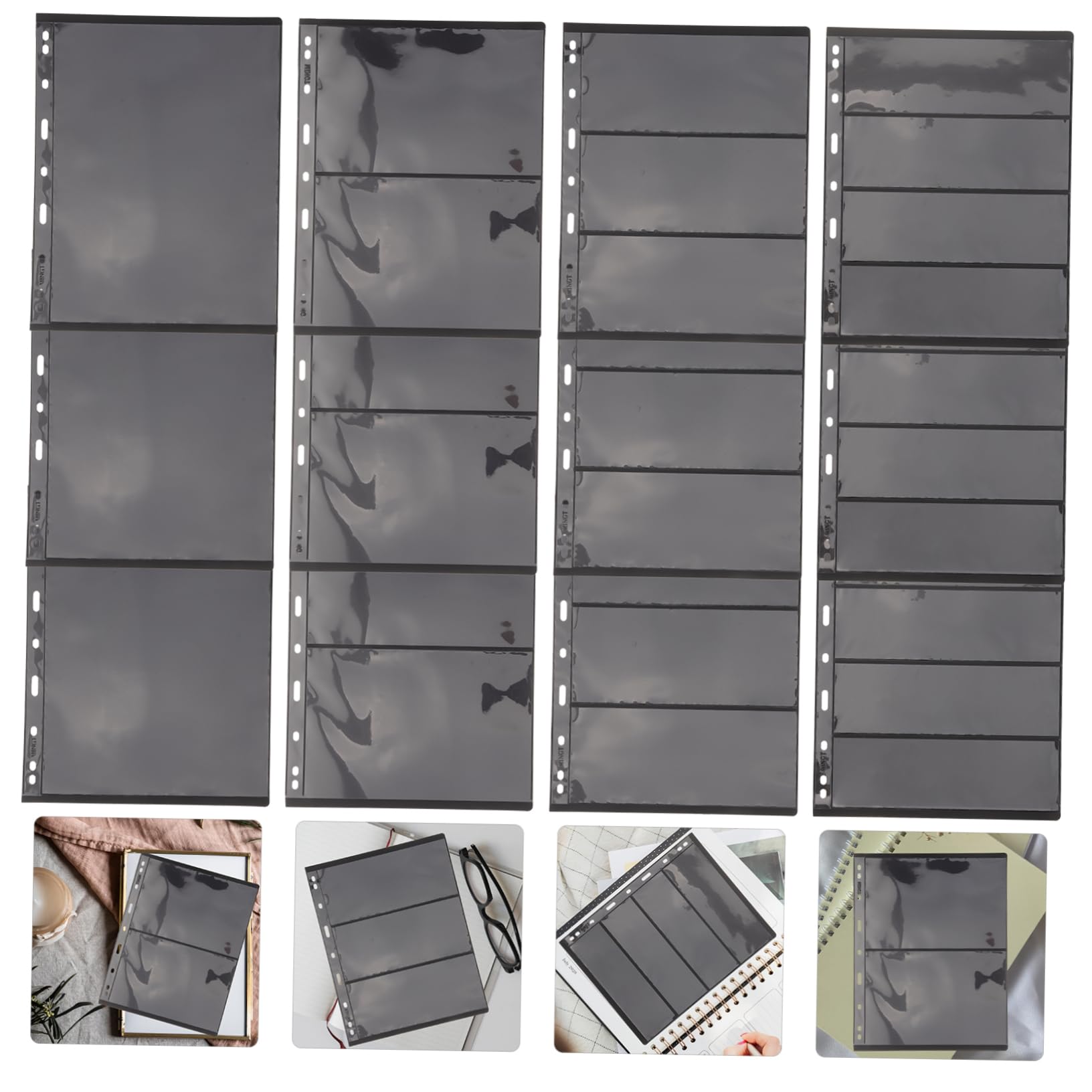Pages de Timbres Noires en Plastique pour Classeur de Collection 20 Pièces