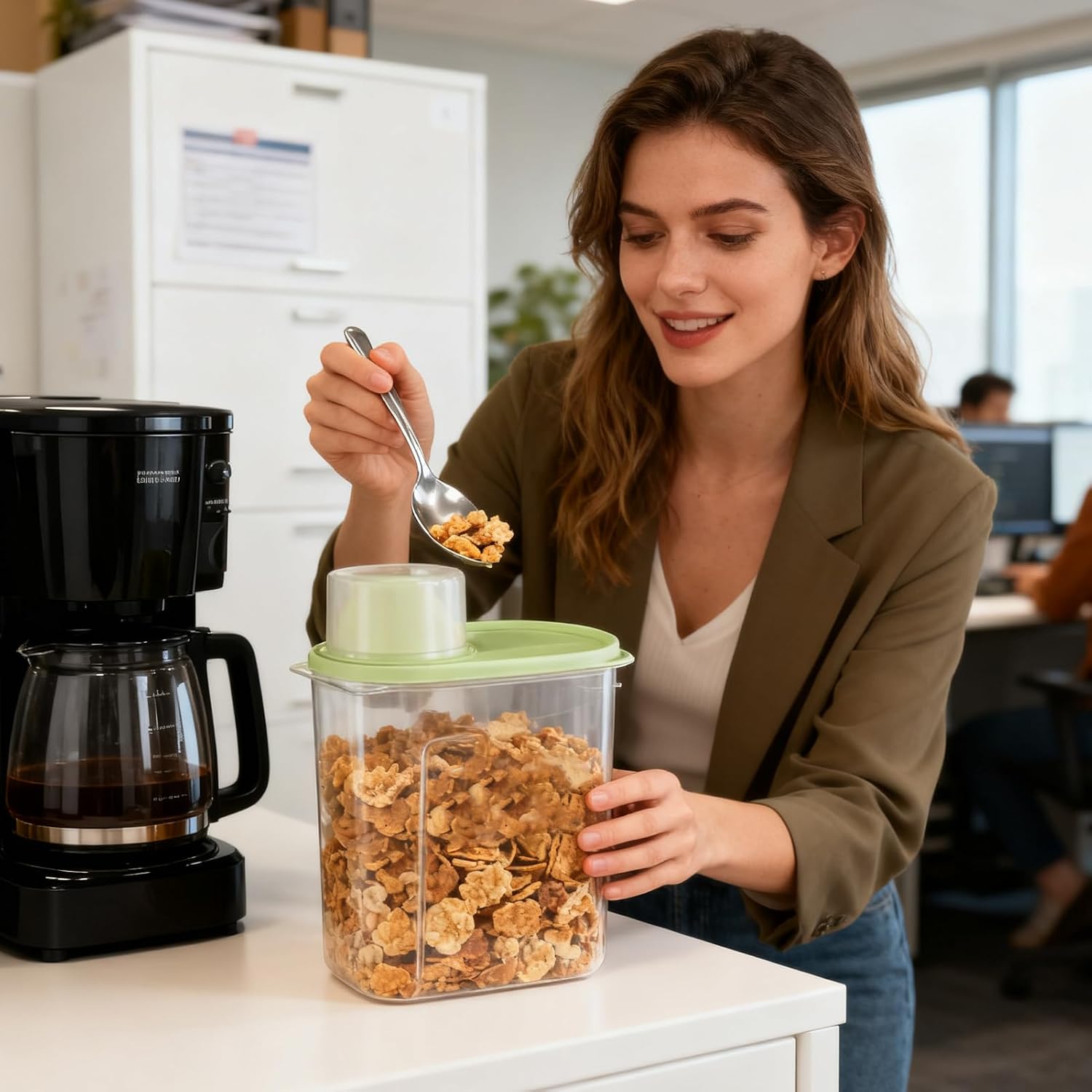 4 Pack Cereal Storage Containers Set - 2.5L Airtight Food Storage with Lids for Pantry Organization, BPA-Free Clear Flour and Sugar Containers, Space-Saving Stackable Canisters for Pasta & Pet Food image 4